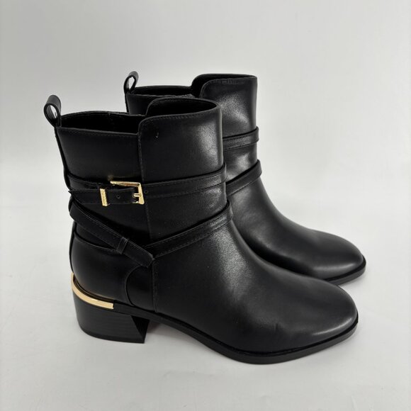 Calvin Klein Womens Jasen Buckle Strap Block Heel Ankle Booties Black Sz 7M NWB - Picture 4 of 9